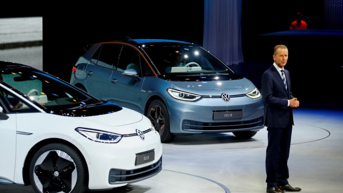 Presentation of Volkswagen's electric ID.3 pre-production prototype car on the eve of the International Frankfurt Motor Show IAA in Frankfurt