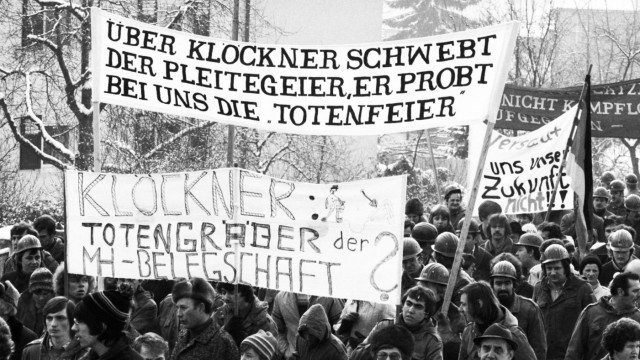 15 000 Stahlarbeiter gegen Stilllegung der Maxhütte 1981 DEU Deutschland Sulzbach Rosenberg 15 00