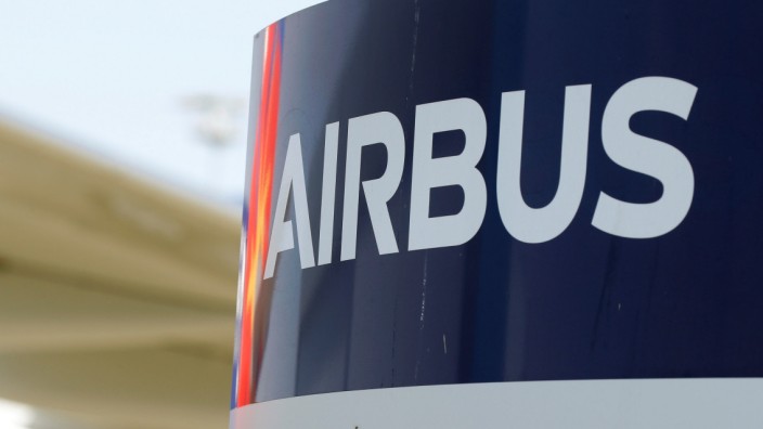 Logo of Airbus is pictured at the aircraft builder's headquarters of Airbus in Colomiers near Toulouse