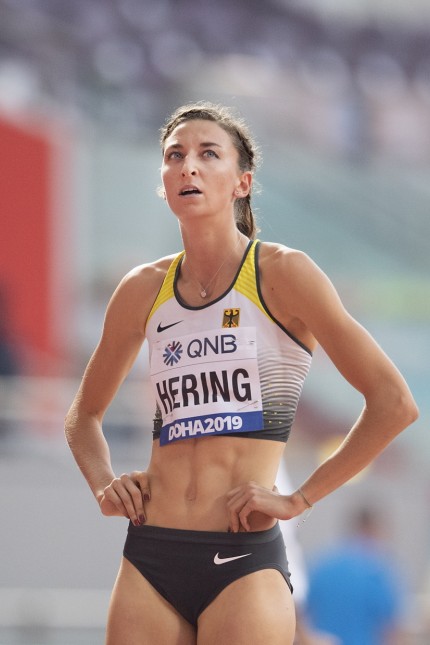 Christina HERING (Deutschland) nach dem Lauf. 800m der Frauen, Round 1, Heat 1, am 27.09.2019 Leichtathletik Weltmeister; Leichtathletik