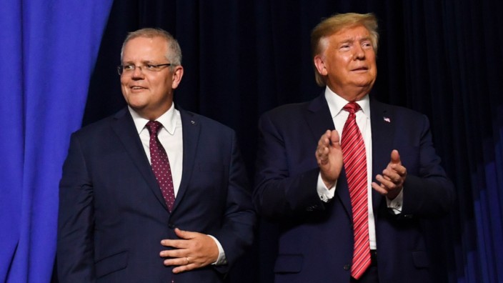 USA: Australiens Premier Scott Morrison mit US-Präsident Donald Trump, vor einigen Tagen in Ohio. Zuvor haben die beiden am Telefon über die Ermittlungen von Robert Mueller gegen Trump gesprochen.