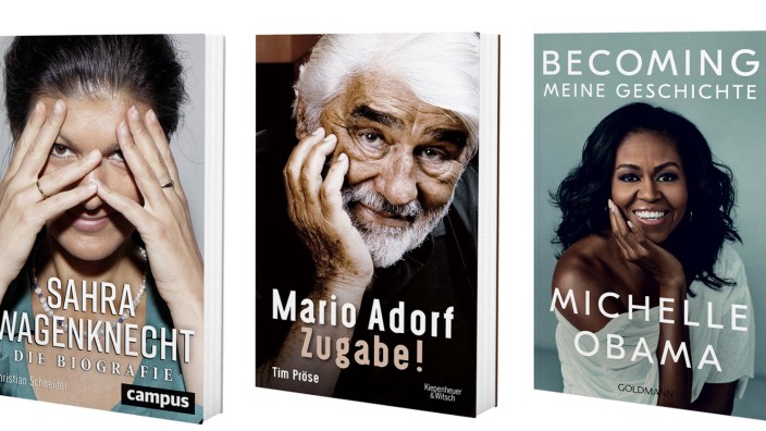 Marketing bei Büchern: Auch Sahra Wagenknecht, Mario Adorf und Michelle Obama beherrschen die Kunst der vielsagenden Geste.