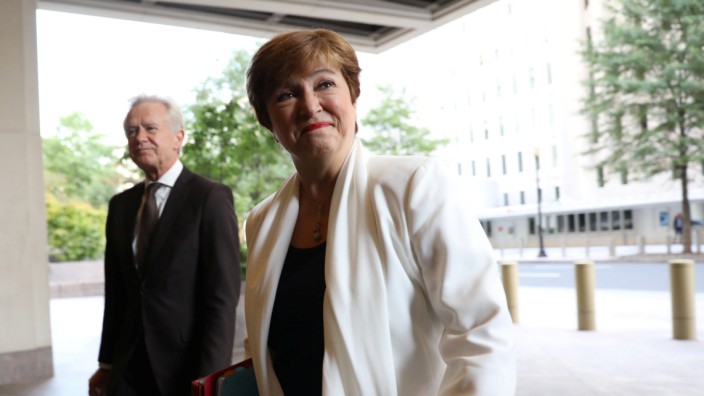 International Monetary Fund Managing Director Georgieva arrives for her first day in her new post at IMF headquarters in Washington