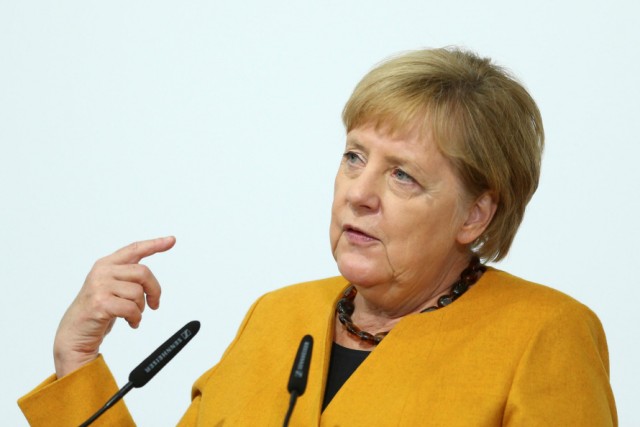 German Chancellor Angela Merkel visits the Herrenknecht AG in Schwanau