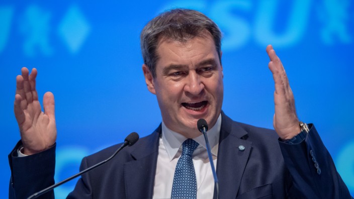 Markus Söder auf dem CSU-Parteitag 2019 in München wiedergewählt