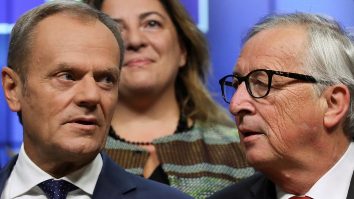 FILE PHOTO: EU Commission President Juncker and President of the EU Council Tusk attend EU Tripartite Social Summit in Brussels