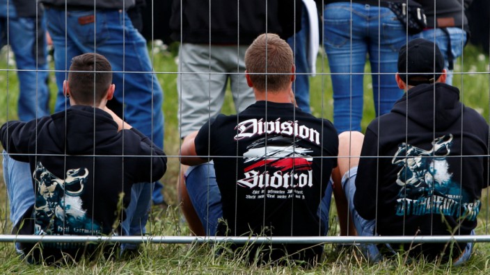 Participants arrive for one of Germany's biggest right-wing music festivals in Themar