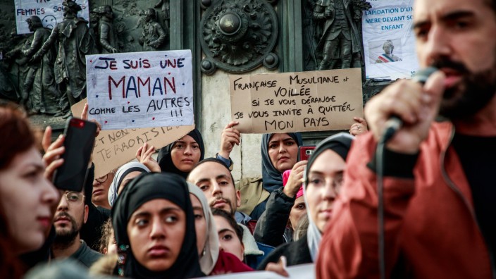 Protest against Islamophobia in Paris, France - 19 Oct 2019