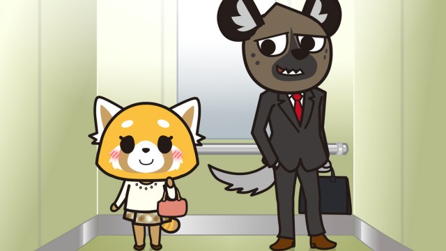 Anime-Zeichentrickkunst: Retsuko (links) aus der Anime-Komödie Aggretsuko.