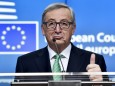 EC President Juncker gestures during a news conference after the second day of a European Union leaders' summit addressing talks about the so-called Brexit and the migrants crisis in Brussels