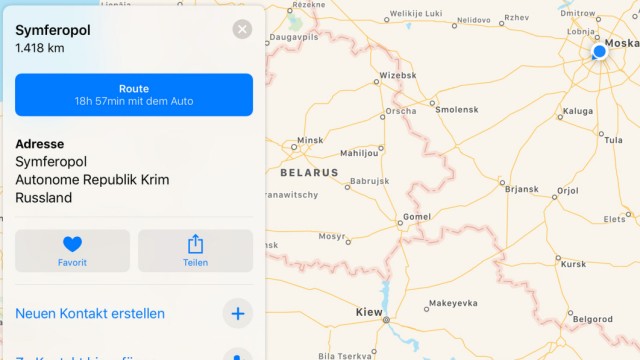 Apple zeigt Krim nun als russisches Staatsgebiet