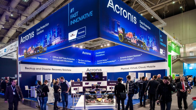 IT-Sicherheit: Der Stand des Software-Unternehmens Acronis auf der Messe Cebit 2017 in Hannover. Das Unternehmen hat seinen Hauptsitz in der Schweiz.
