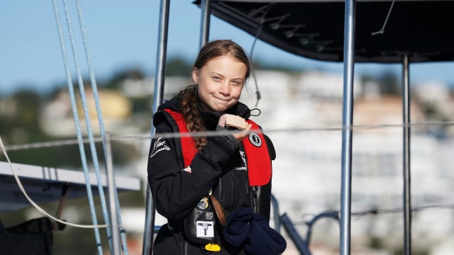 Climate change activist Greta Thunberg arrives in Lisbon