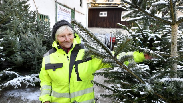 Buchendorf, Weihnatsbäume -Verkauf mit Frau Kathi Brandl