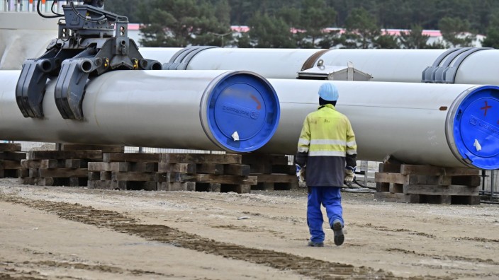 Streit ums Gas: Arbeiten an der Gasleitung Nord Stream 2 im vorpommerschen Lubmin bei Greifswald.