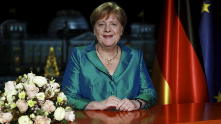 Merkels Neujahrsansprache: Kanzlerin Merkel bei ihrer Neujahrsansprache. 2018 gab sie den CDU-Vorsitz ab und kündigte an, nach der nächsten Wahl kein politisches Amt mehr anzustreben.
