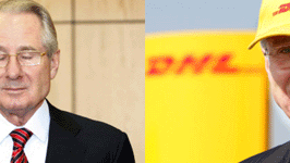 Pro & Contra: Der doppelte Klaus Zumwinkel: Links im Gerichtssaal in Bochum, rechts als Vorstandschef der Post und mit einer Mütze der Pakettochter DHL.