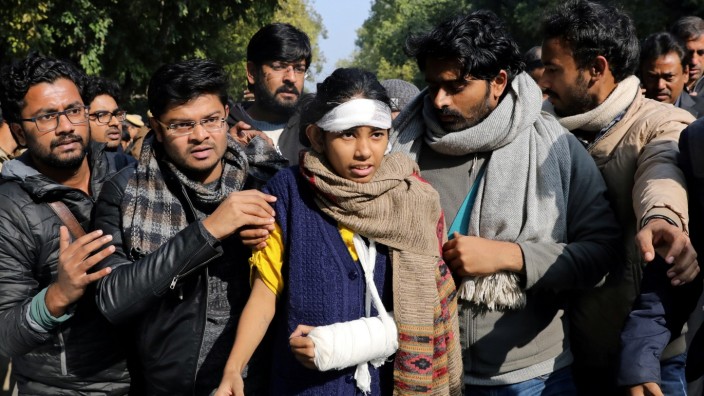 Protest against attacks on students of Jawaharlal Nehru University, in New Delhi