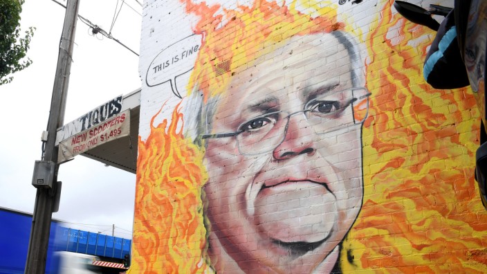 Buschbrände in Australien: Wandgemälde des Premiers Morrison