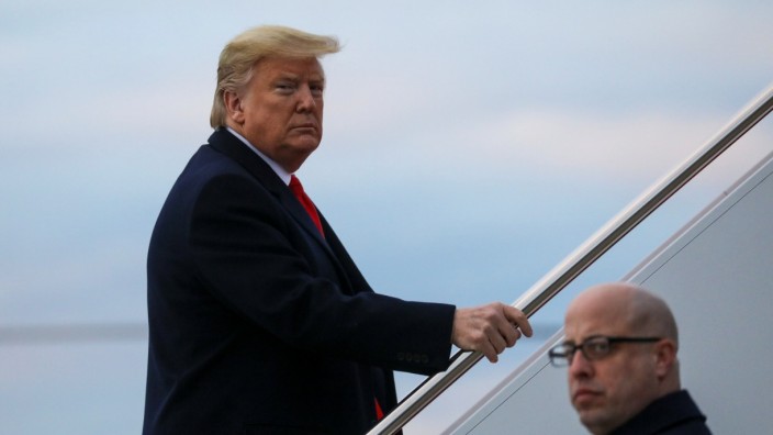 U.S. President Donald Trump departs Washington for travel to New Jersey at Joint Base Andrews in Maryland