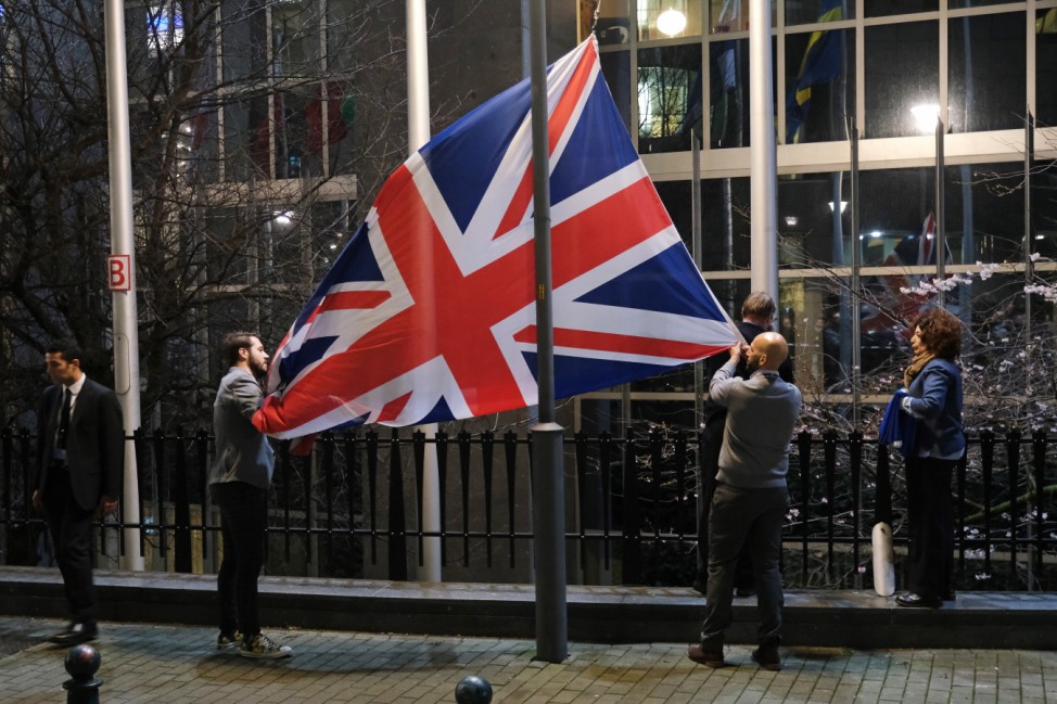 ***BESTPIX*** British Flag Removed From EU Buildings Following Brexit