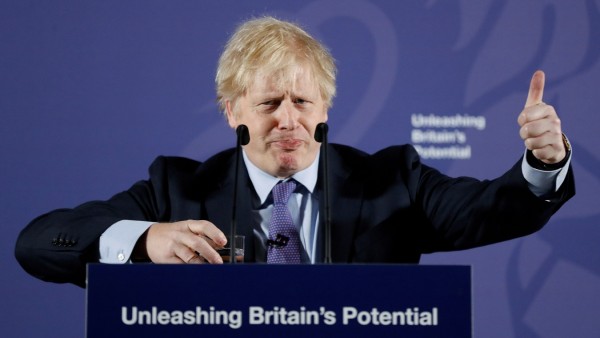 British Prime Minister Boris Johnson outlines his government's negotiating stance with the European Union after Brexit, in London
