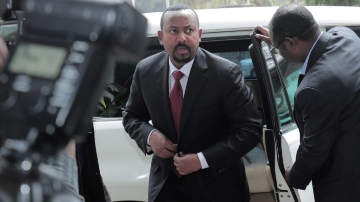 EthiopiaÕs Prime Minister Abiy Ahmed arrives at the Parliament buildings to address the legislators on the current situation of the country in Addis Ababa
