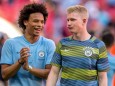 August 5, 2018 - Leroy Sane of Manchester City and Kevin De Bruyne of Manchester City celebrates the victory during the; Leroy Sane und Kevin De Bruyne