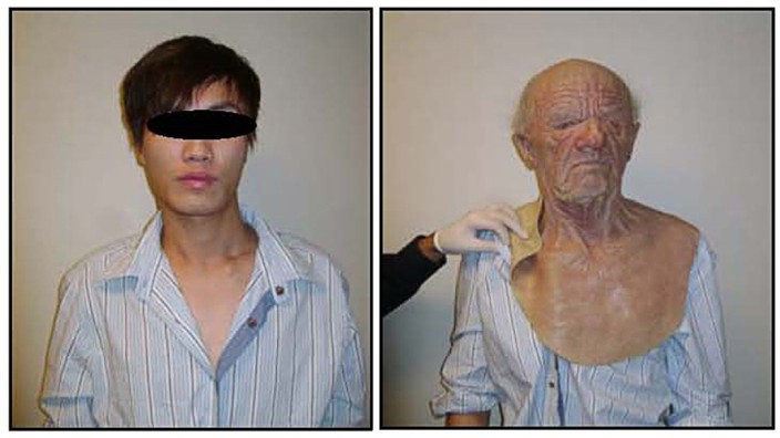 Combination photo shows a man in custody with and without his disguise in Vancouver