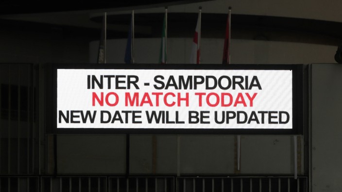Serie A: Abgesagt: Aufgrund des grassierenden Coronavirus wurde die Partie zwischen Inter Mailand und Sampdoria Genua vorsichtshalber verschoben.