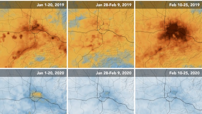 Luftverschmutzung: Luftqualität in Wuhan vor einem Jahr und heute