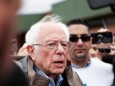 U.S. Democratic presidential candidate Bernie Sanders speaks to members of the media outside of a polling station in Dearborn Heights, Michigan