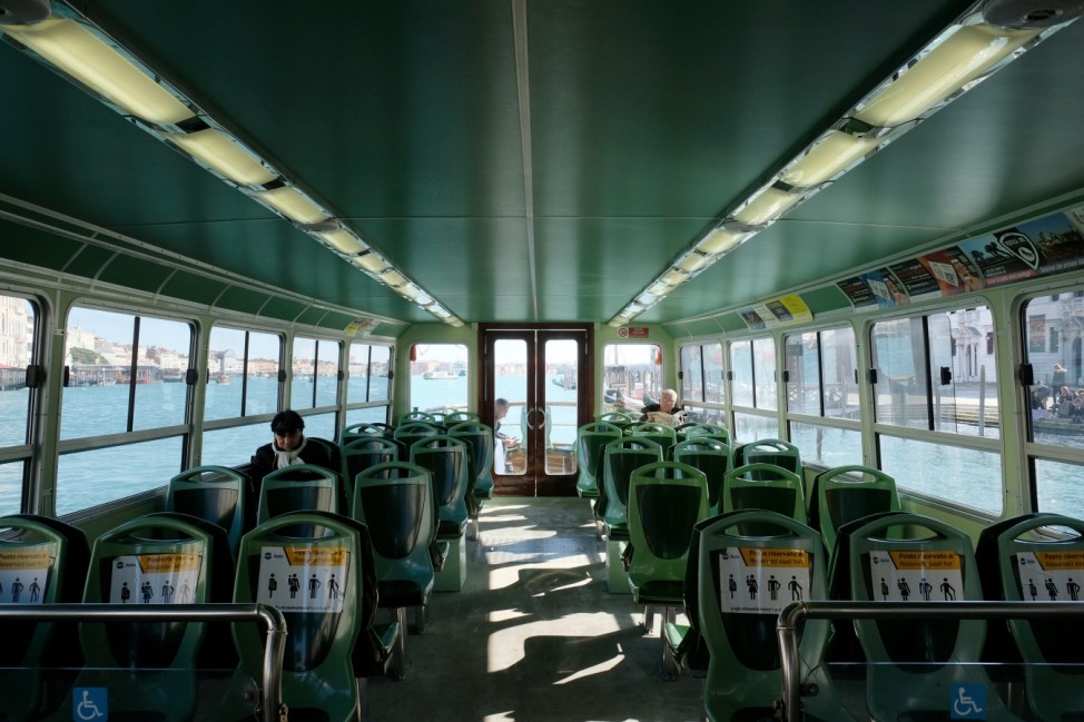 Empty water buses are seen in St. Mark's Square as the Italian government prepares to adopt new measures to contain the spread of coronavirus in Venice