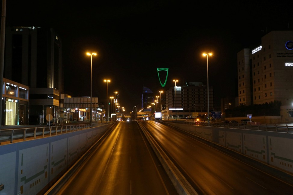 A general view shows an empty street after a curfew was imposed to prevent the spread of the coronavirus disease (COVID-19), in Riyadh