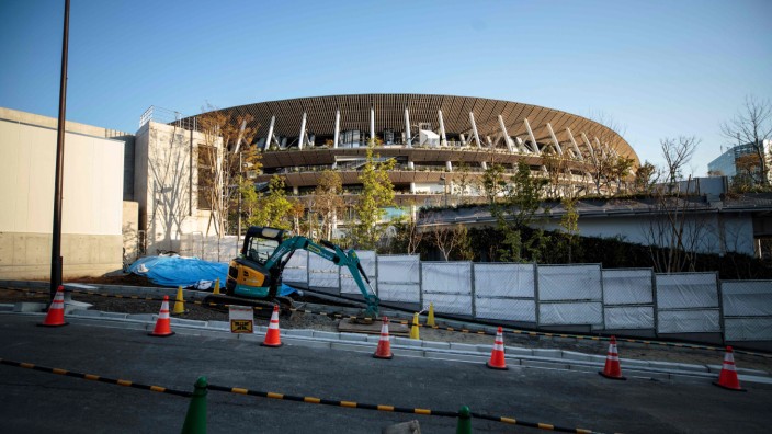 Olympia: Eine Baustelle vor dem Tokioter New National Stadium.