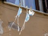 Coronavirus in Italien: Mundschutzmasken hängen in Rom zum Trocknen