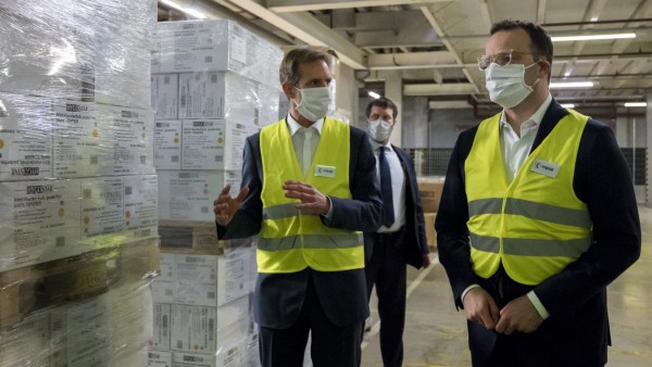 Health Minister Spahn Visits Distribution Center For Protective clothing During The Coronavirus Crisis