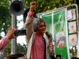 NEW DELHI, INDIA - JANUARY 11: Author Arundhati Roy at a protest outside Jamia Millia Islamia University against the Cit