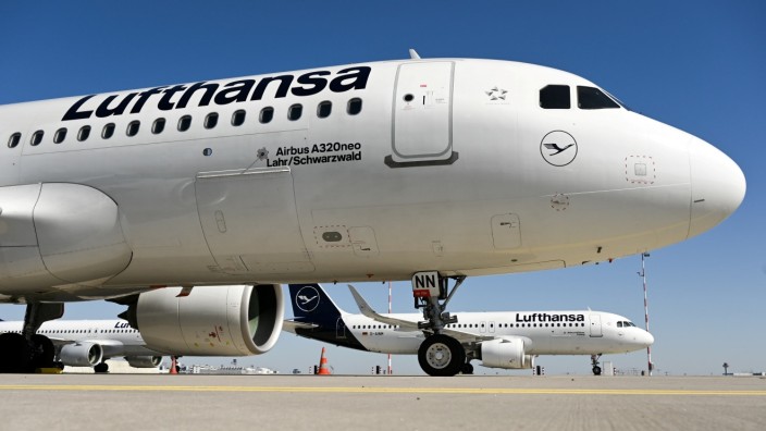 FILE PHOTO: A Lufthansa plane parked in Frankfurt, Germany