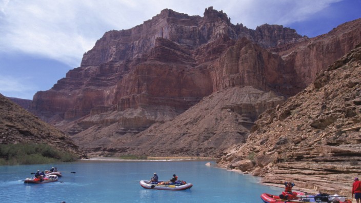 The Little Colorado River confluence and the carbonate blue water mile 61 on the Colorado River U