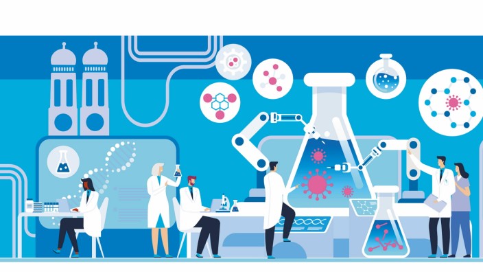 Lab chemical experiment flat vector illustration