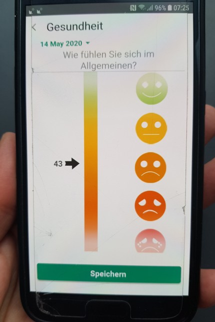 Klinikum Großhadern: Smileys als Wegweiser bei der Eingabe des gefühlten Gesundheitszustandes: Die App hat etwas Spielerisches.