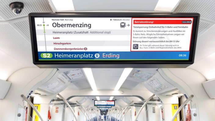 Verkehr: Die Bildschirme in den modernisierten S-Bahnzügen sollen bei Störungen und Ausfällen künftig mehr hilfreiche Informationen anzeigen.