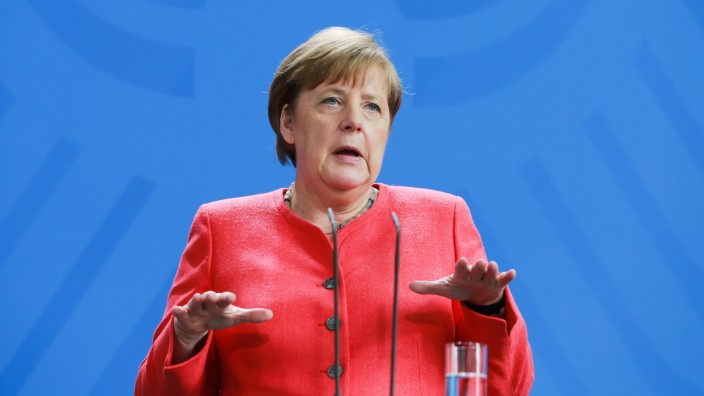 Merkel Press Conference Following Videoconference With European Council