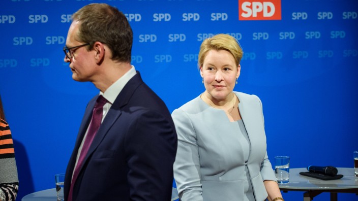 Franziska Giffey: Politische Überlebenskünstlerin: Franziska Giffey, nun als Regierende Bürgermeisterin von Berlin gewählt, 2020 mit ihrem Vorgänger Michael Müller (beide SPD).