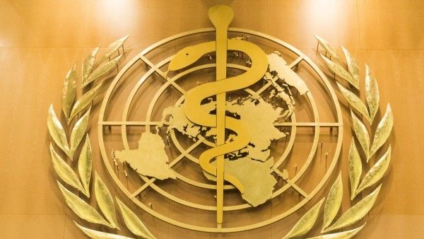 Logo der Weltgesundheitsorganisation (WHO) in Genf