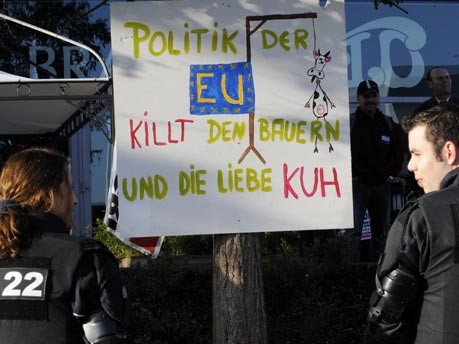 Demonstrierende Bauern, Luxemburg, Foto: AFP
