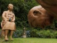Statue symbolizing Japanese PM Shinzo Abe taking a deep bow to 'comfort woman' is pictured at Korea Botanic Garden in Pyeongchang