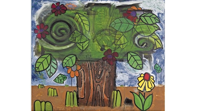 Kunst: Landschaftsmalerei ist ja nicht eben modern. Aber Bäume wie Carroll Dunhams "New Time Storm" (2009) wurzeln eher im Comic.