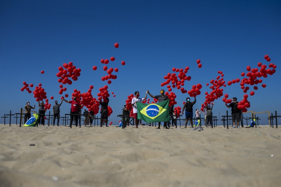 ***BESTPIX*** Rio de Paz NGO Pays Homage to the 100,000 Fatal Victims of Coronavirus (COVID - 19) in Brazil at Copacabana Beach